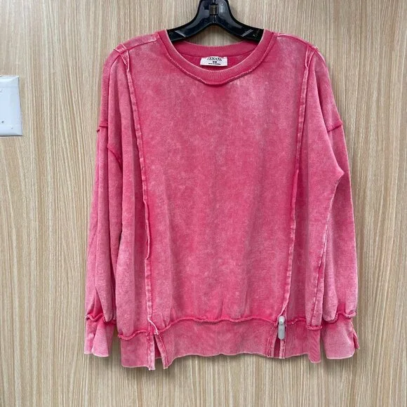 Zenana Pink Acid wash sweatshirt size small/medium - Picture 1 of 5